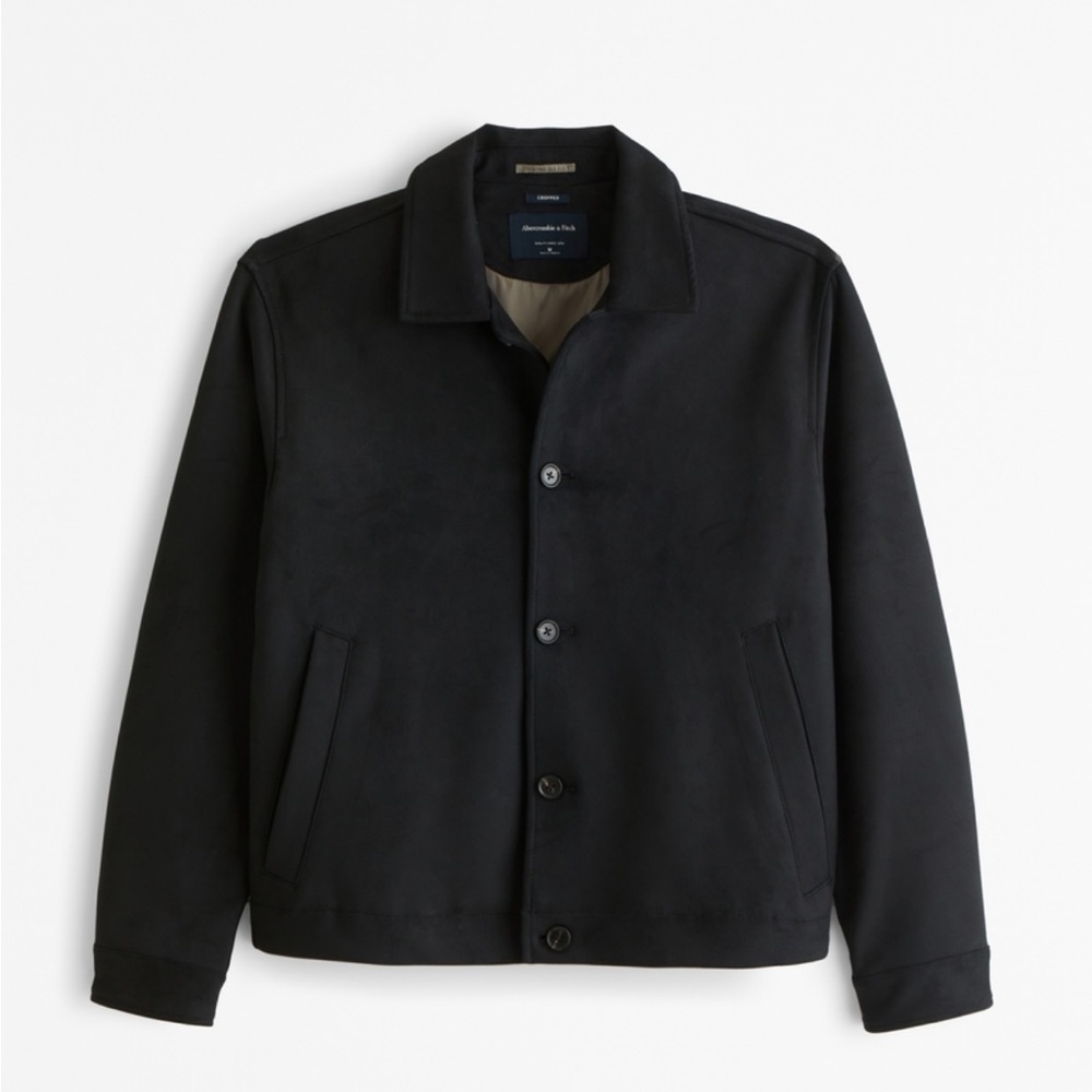 Abercrombie men’s cropped vegan suede jacket